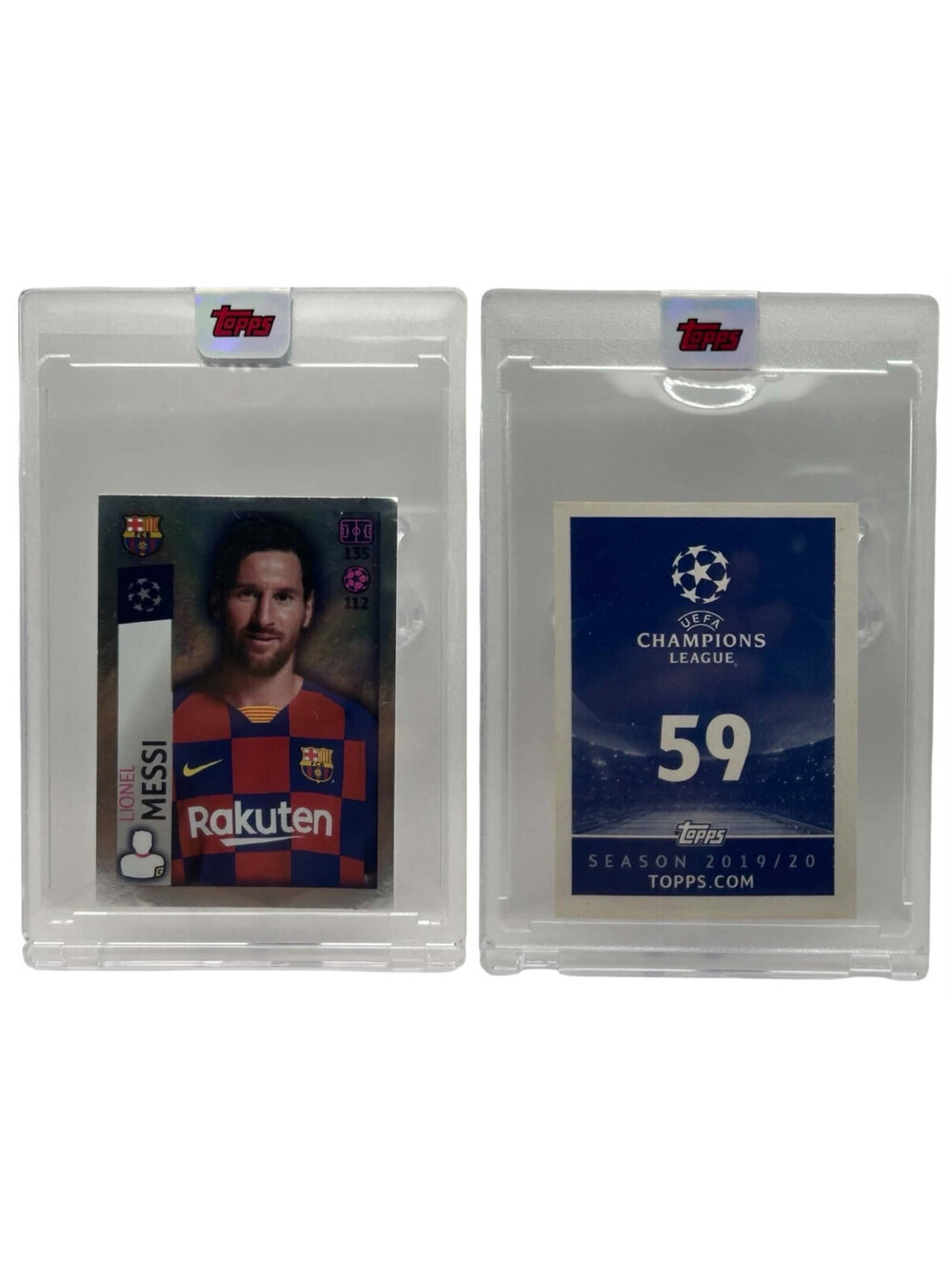 2019-20 Topps UEFA Champions League #59 Lionel Messi Barcelona Foil Sticker Card